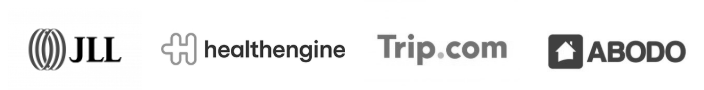 Brand Logos: JLL, Healthengine, Trip.com, ABODO