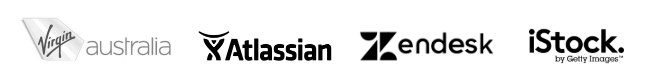 Brand Logos: Virgin Australia, Atlassian, Zendesk, iStock